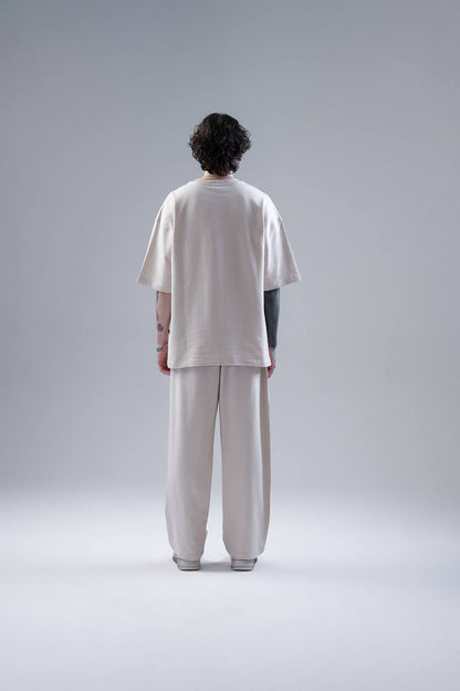 WNLOK -Yüksek Kaliteli Oversize Tişört ve Pantolon Modern İkili Takım Bej