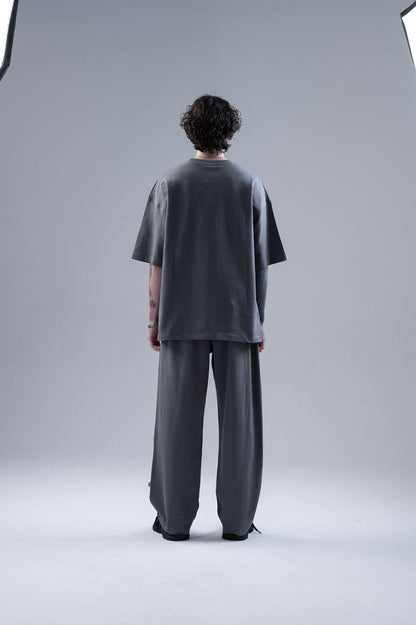 WNLOK Yüksek Kaliteli Oversize Tişört ve Pantolon Modern İkili Takım Gri