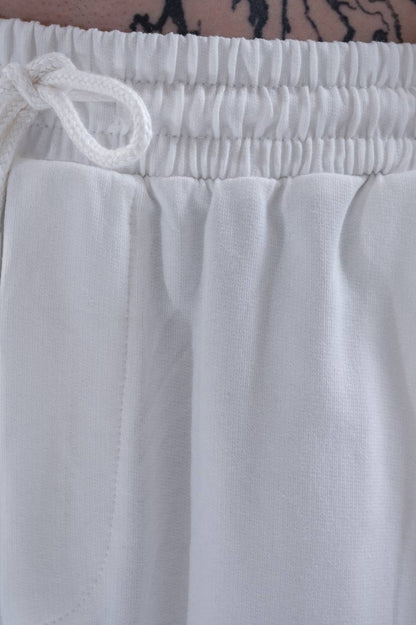 WNLOK Yüksek Kaliteli Oversize Tişört ve Pantolon Modern İkili Takım Beyaz