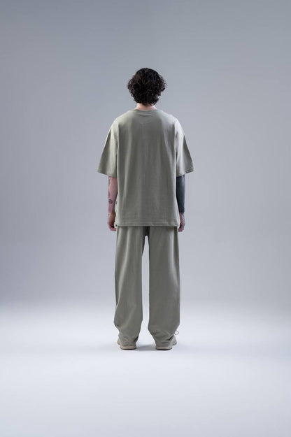 WNLOK Yüksek Kaliteli Oversize Tişört ve Pantolon Modern İkili Takım Haki